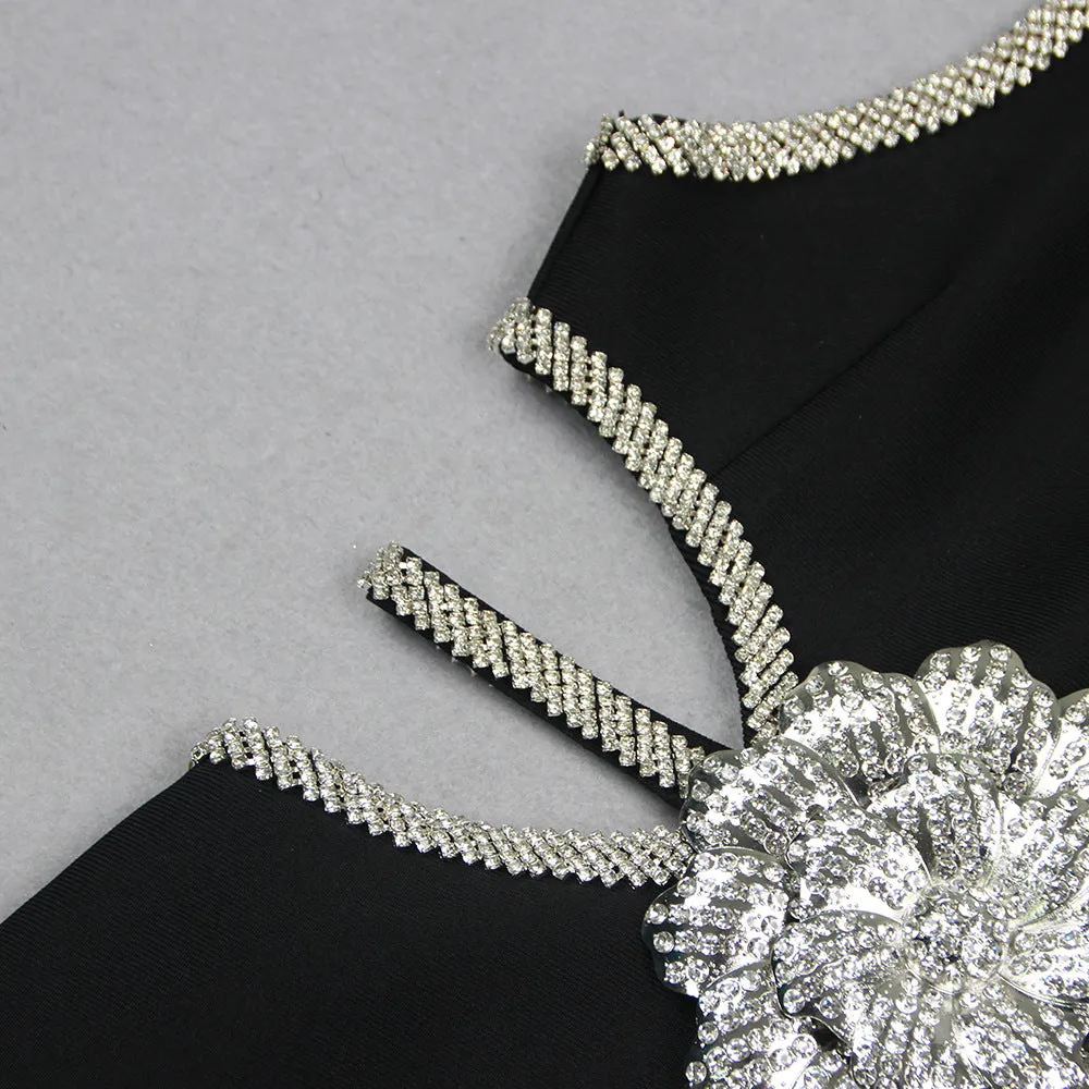 2024 spring and summer waistless exquisite rhinestone flower dress