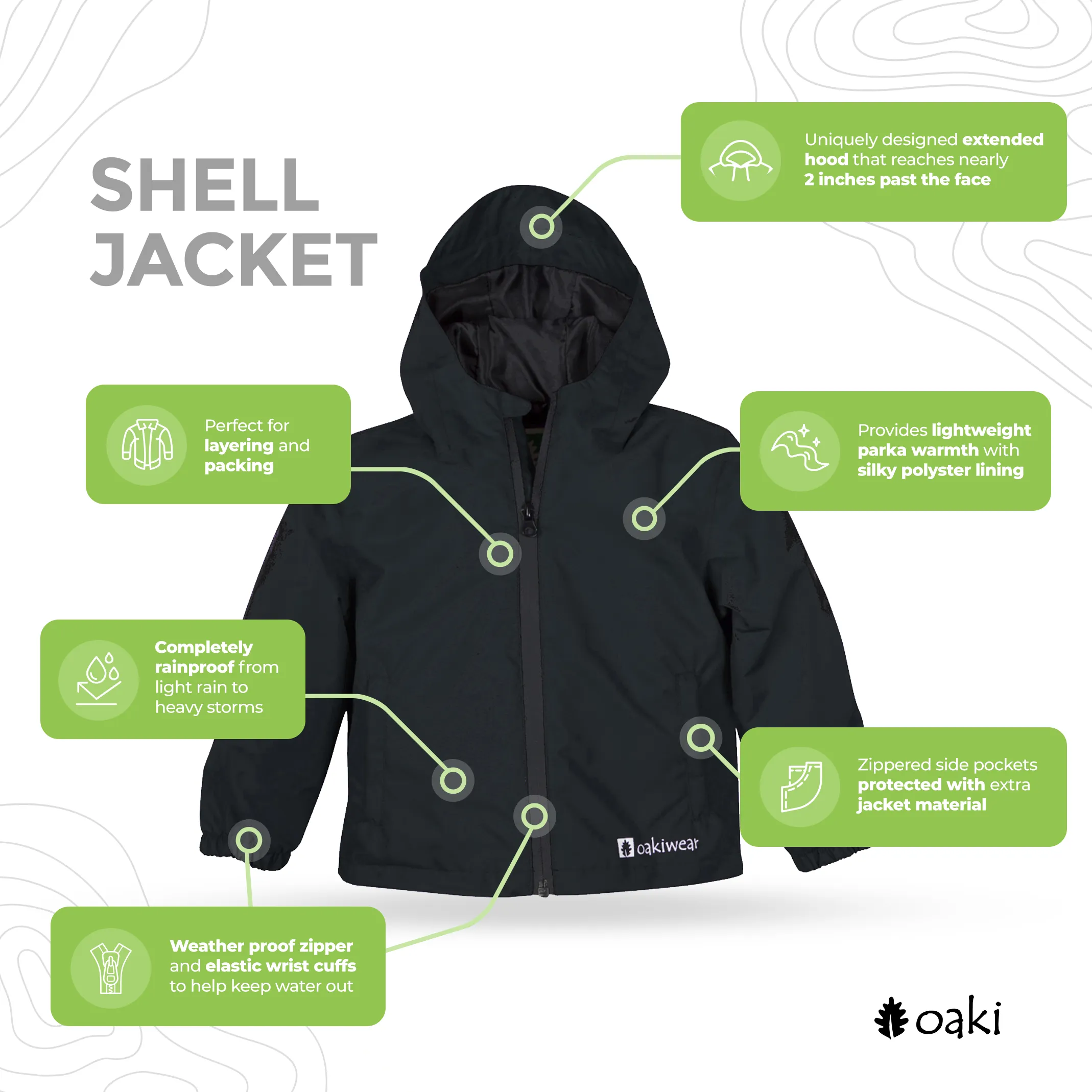 Adult Waterproof Shell Jacket, Black