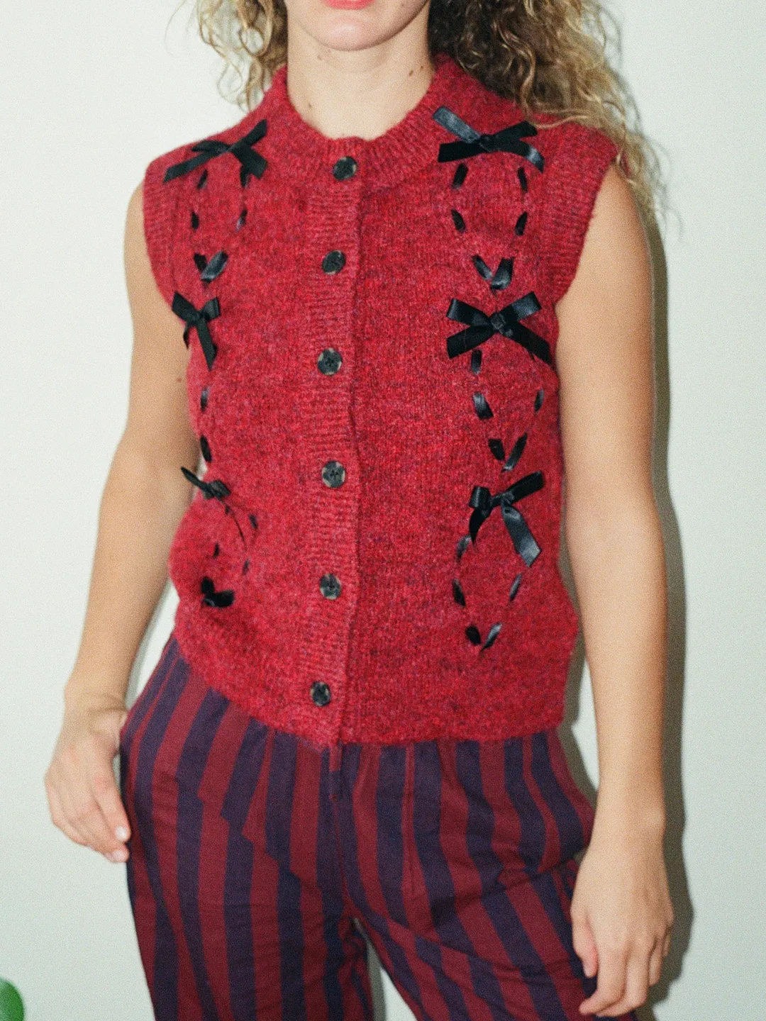 Aggie Knit Vest - Burgundy