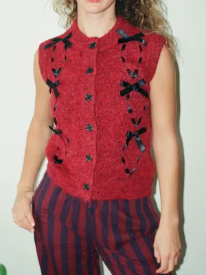 Aggie Knit Vest - Burgundy