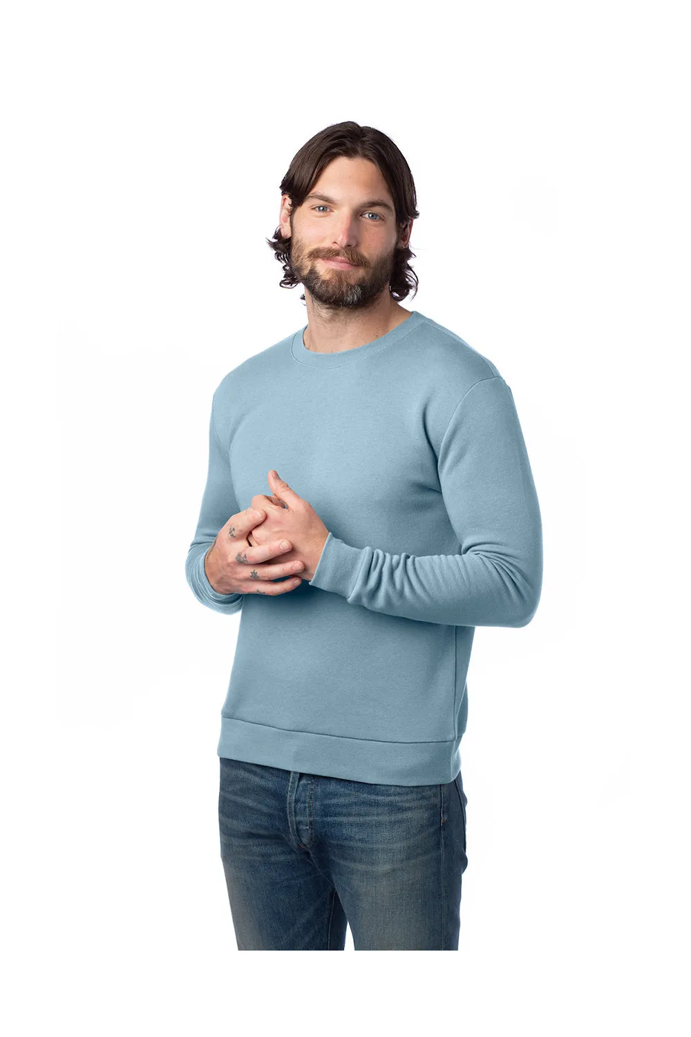 Alternative Mens Eco Cozy Fleece Crewneck Sweatshirt - Light Blue