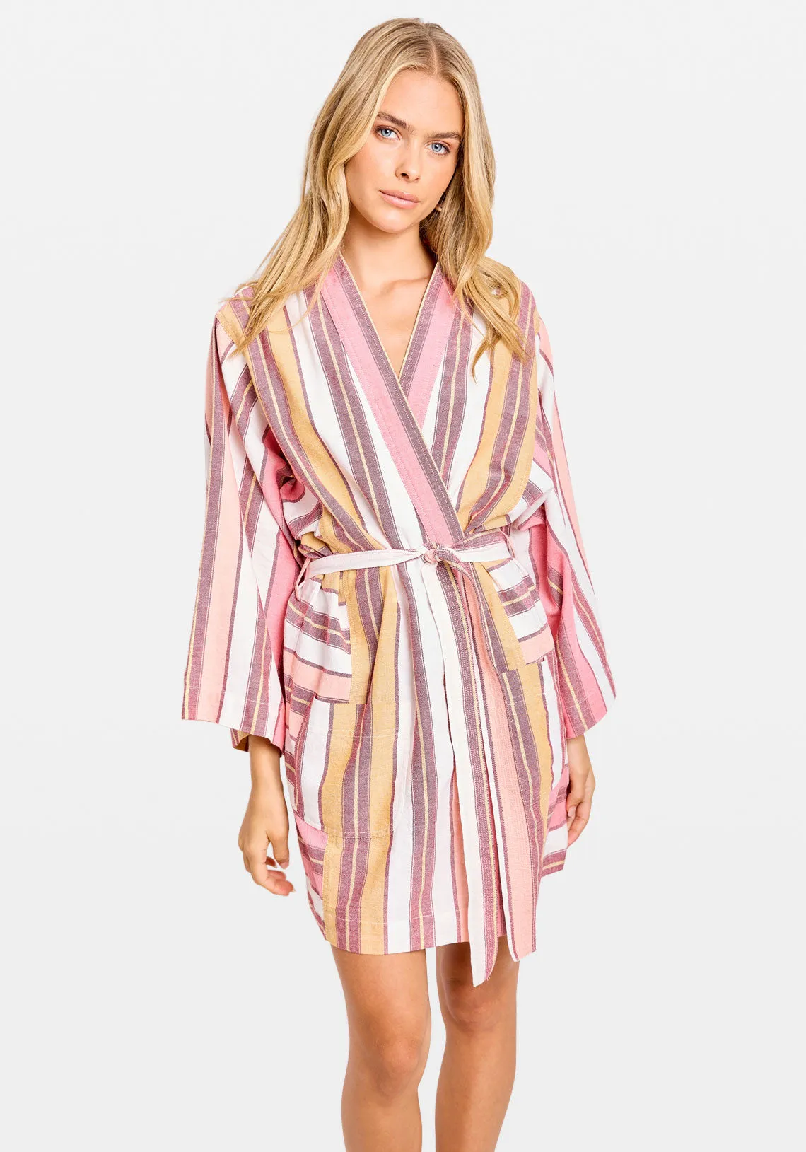 ARIANE ROBE CORAL FEZ STRIPE