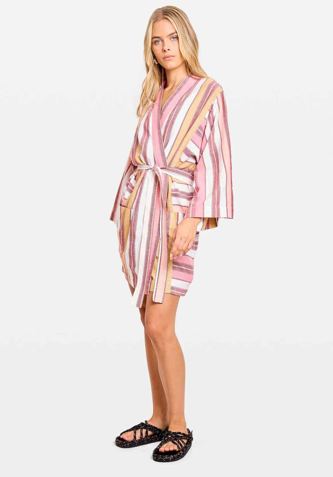 ARIANE ROBE CORAL FEZ STRIPE