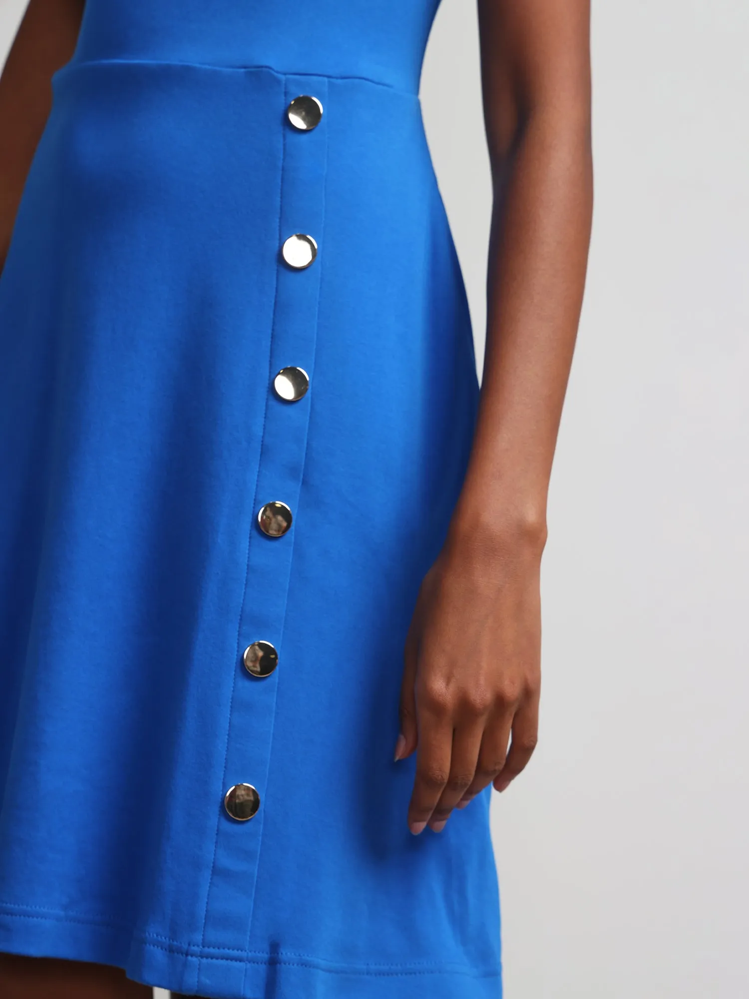 Button-Detail Flare Dress - City Knits