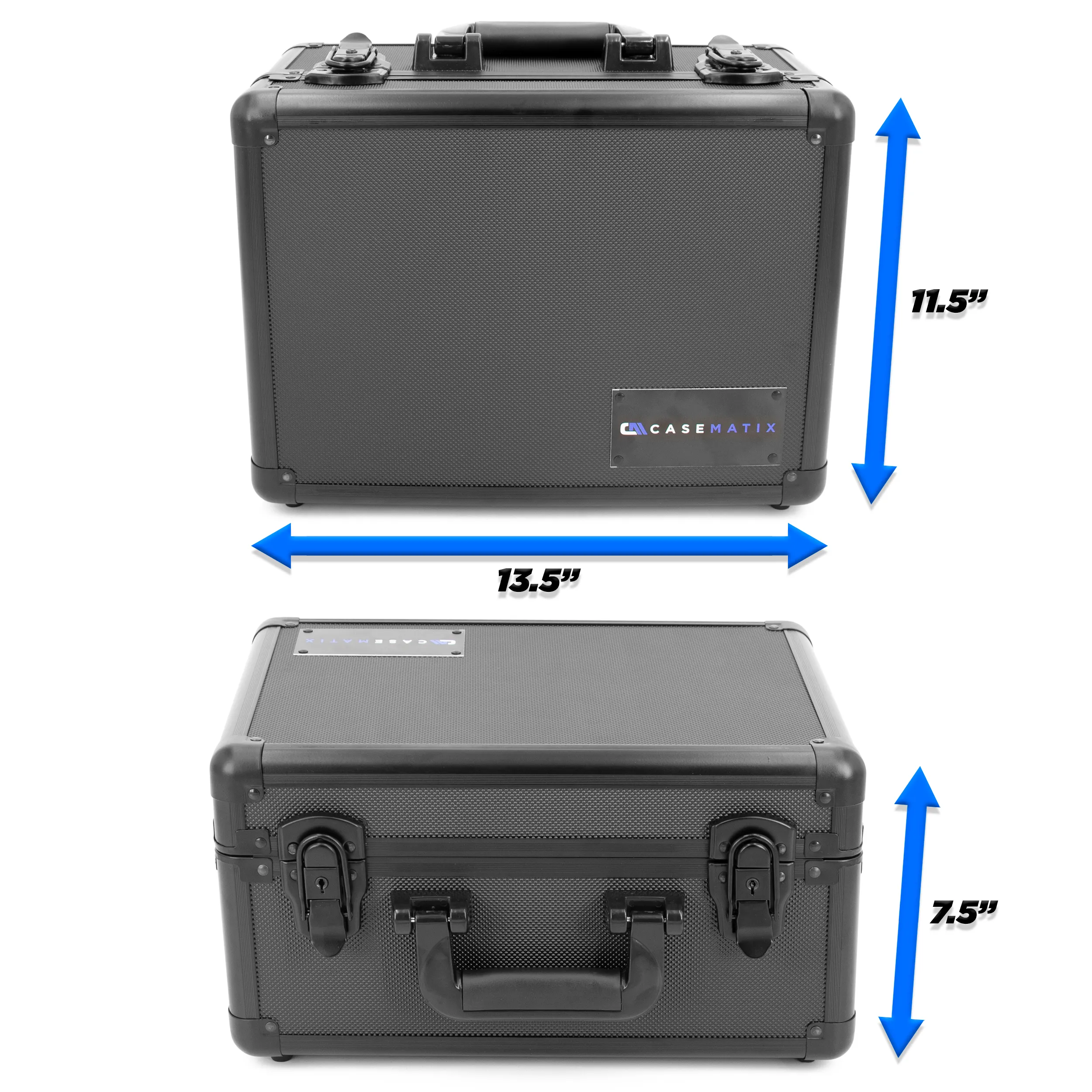 CASEMATIX 14" Locking Storage Box with Customizable Foam - Aluminum Frame Lock Boxes for Personal Items with Two Keys for Tools, Electronics and More