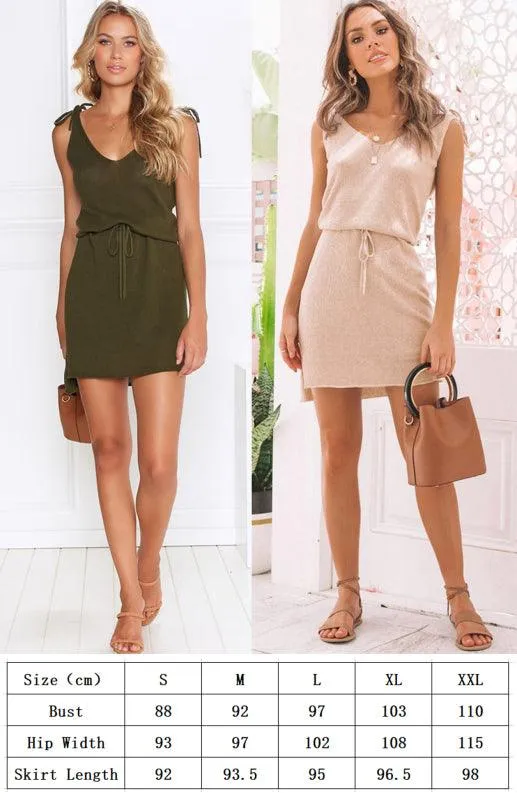 Chic Asymmetrical Tie V-Neck Sleeveless Dress for Effortless Elegance