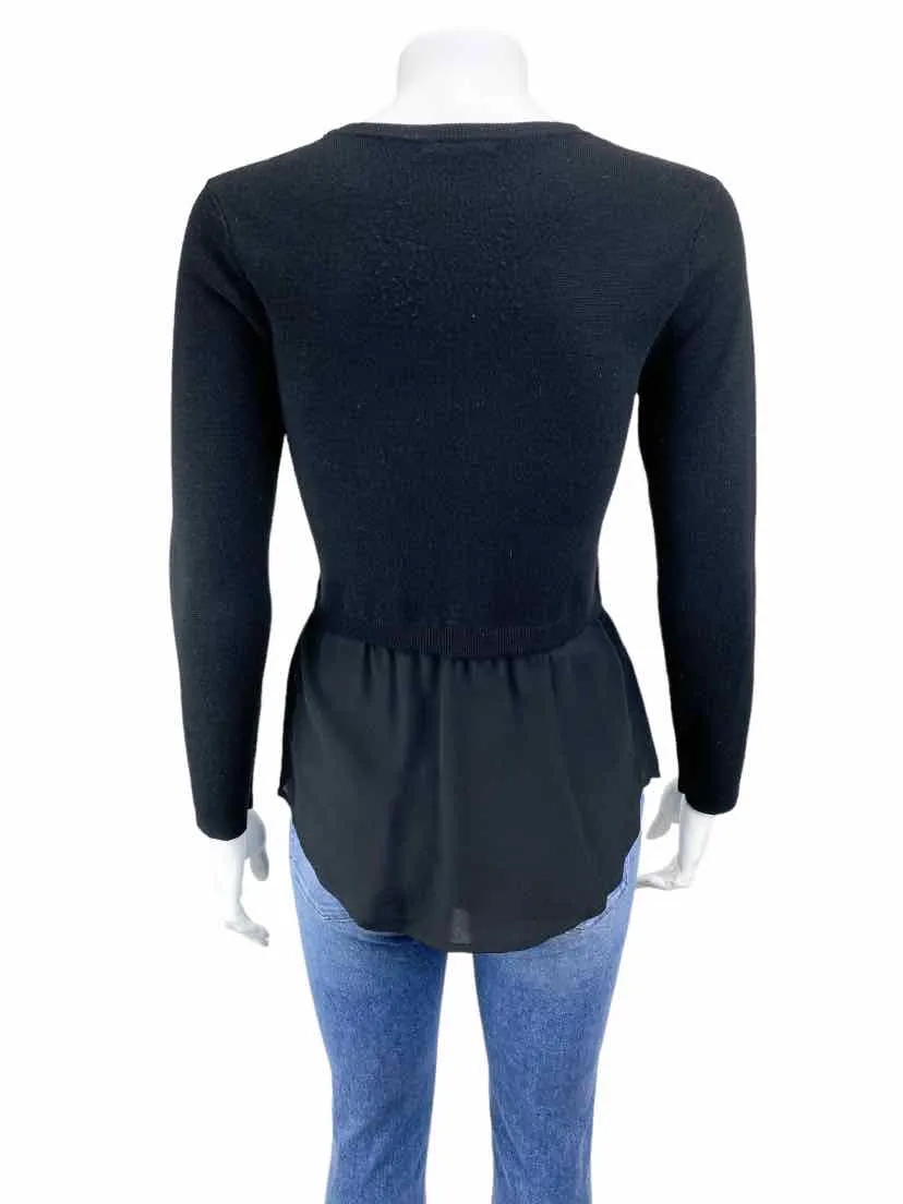 Club Monaco Women's Crewneck Sweater with Shirttail Black Size XS