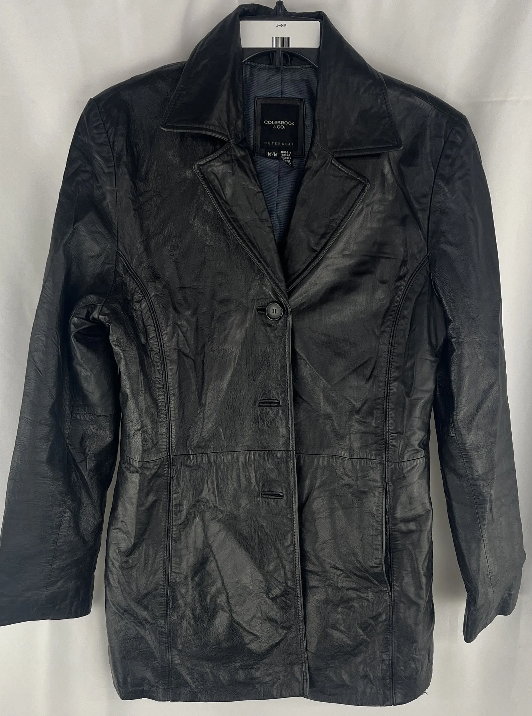 Colebrook & Co Women's Black Soft Distressed Leather 3/4 Length Jacket Size Med