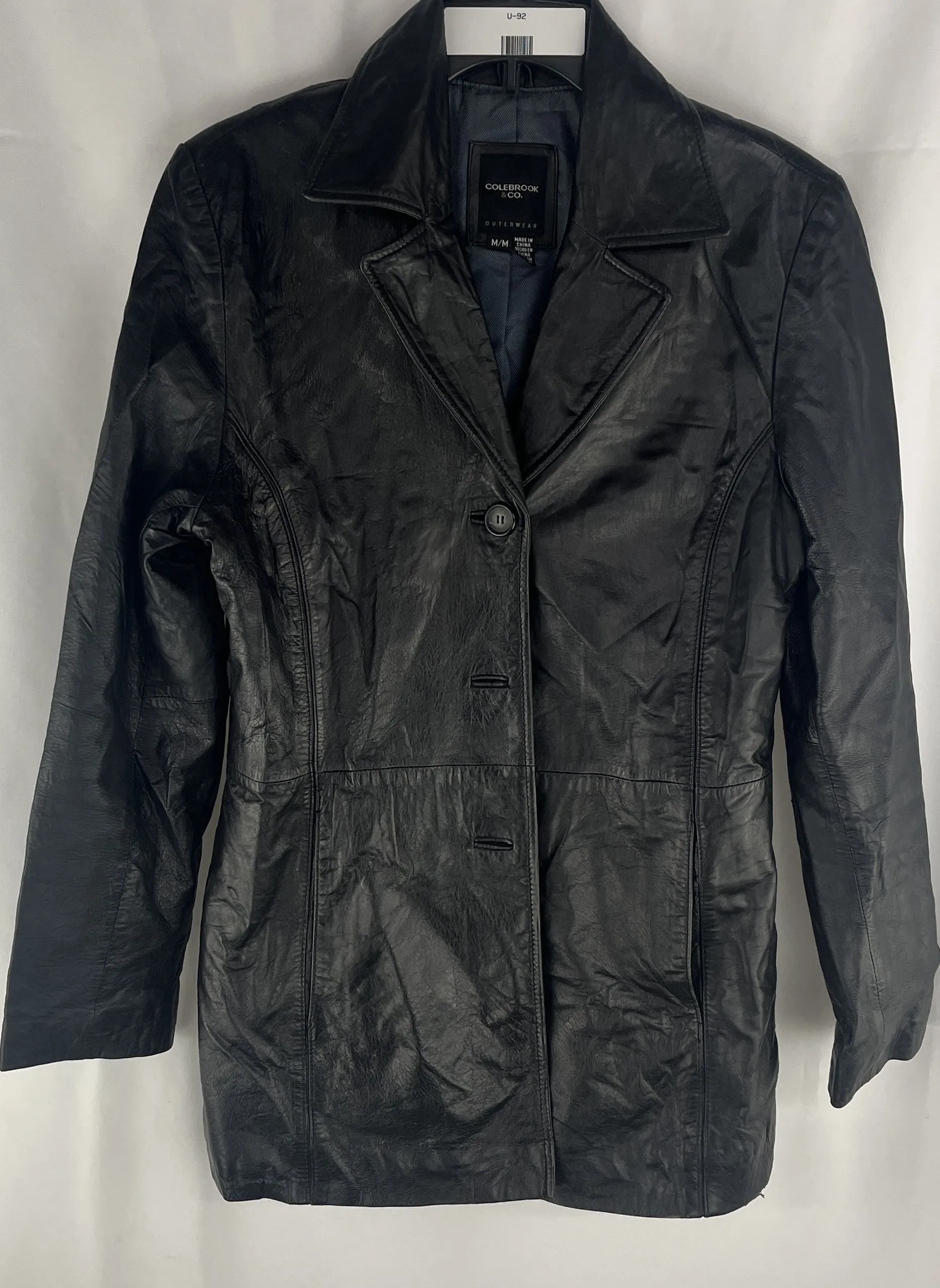 Colebrook & Co Women's Black Soft Distressed Leather 3/4 Length Jacket Size Med