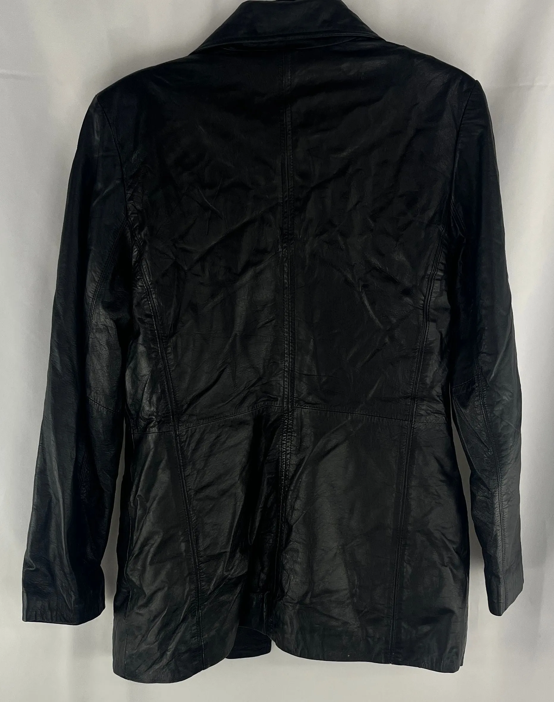 Colebrook & Co Women's Black Soft Distressed Leather 3/4 Length Jacket Size Med