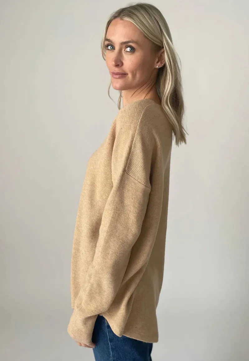 Crewneck Ribbed Sweater | Taupe