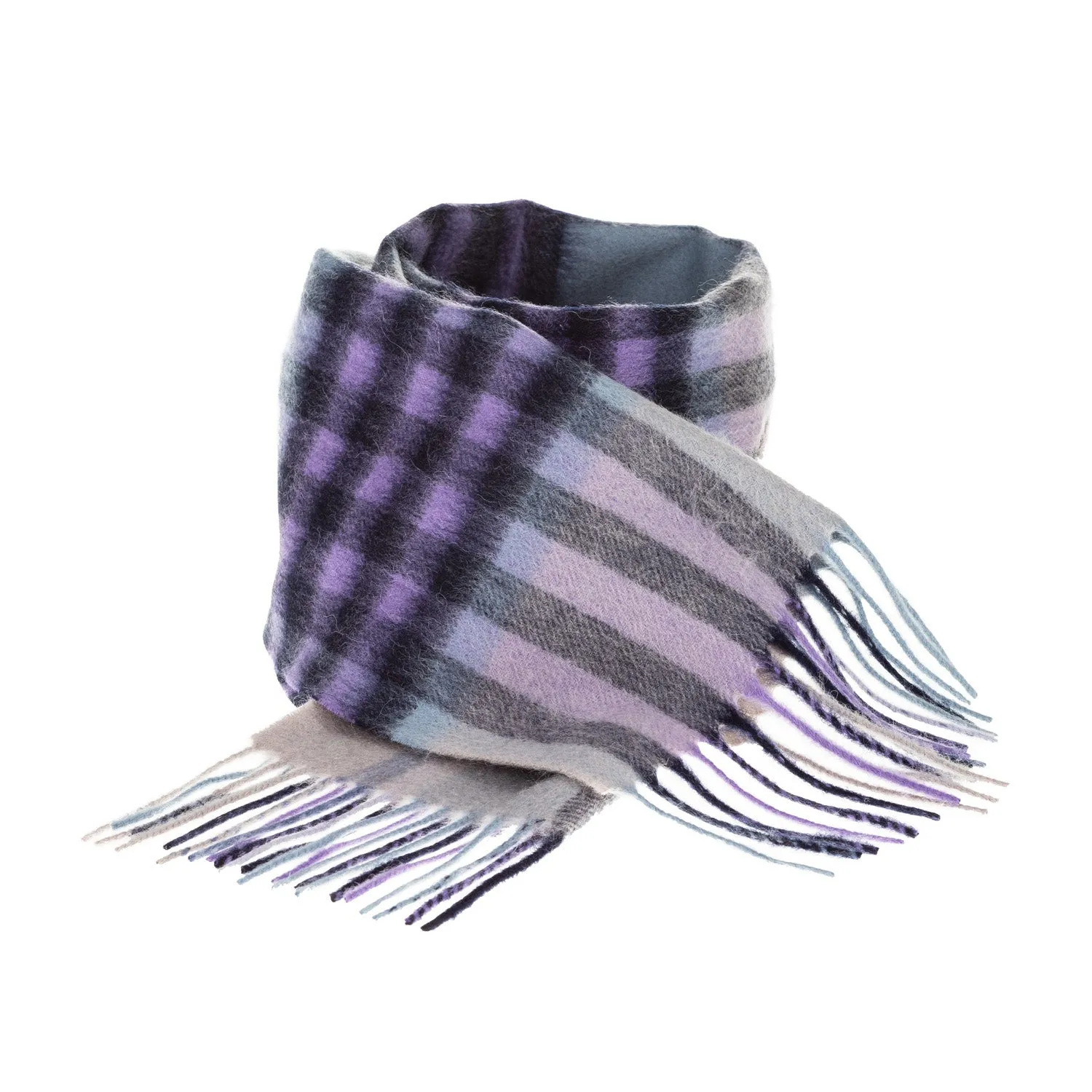 Edinburgh 100% Lambswool Scarf  Chequer Tartan Purple