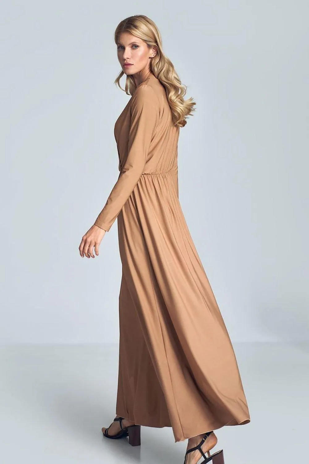 Elegant Black Maxi Dress with Stylish Envelope Neckline for Effortless Chic