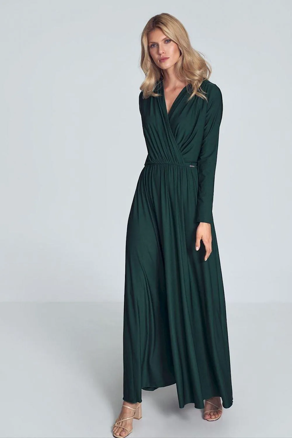 Elegant Black Maxi Dress with Stylish Envelope Neckline for Effortless Chic