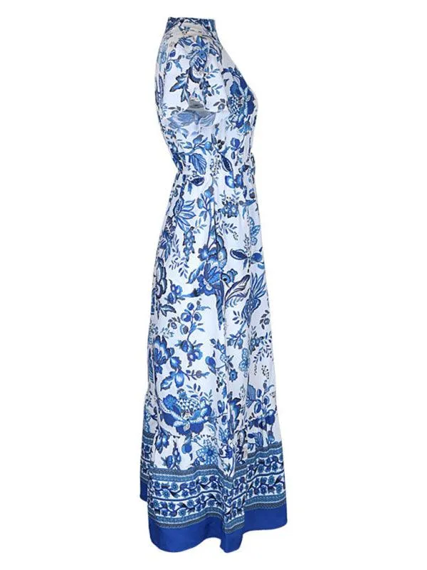 Elegant Blue Floral Summer Dress for Effortless Chic