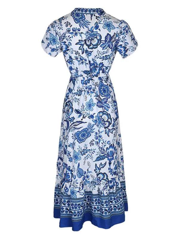 Elegant Blue Floral Summer Dress for Effortless Chic