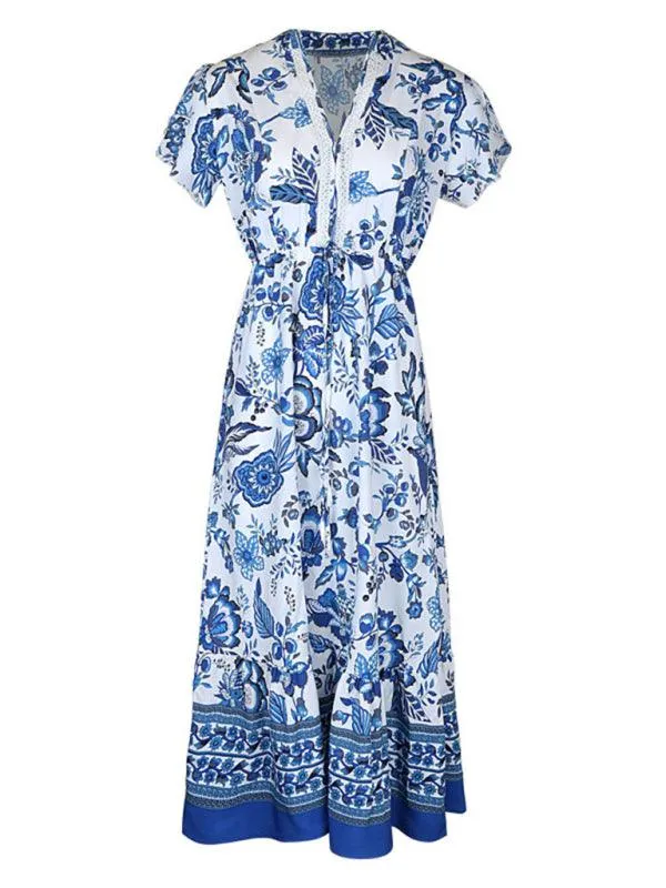 Elegant Blue Floral Summer Dress for Effortless Chic