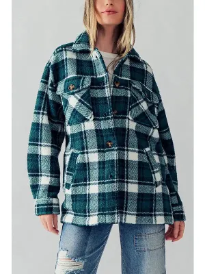 Emerald Plaid Sherpa Jacket