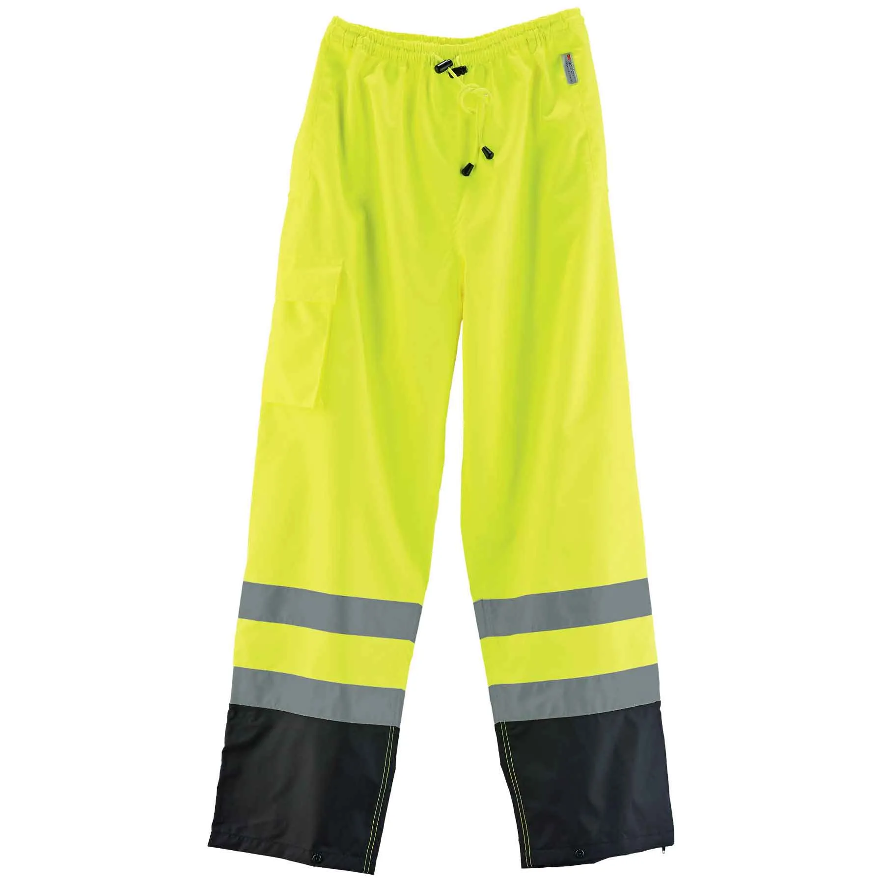 Ergodyne 25423 GloWear 8915BK Supplemental Class E Black Bottom Rain Pants, Medium, HV Lime