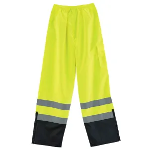 Ergodyne 25426 GloWear 8915BK Supplemental Class E Black Bottom Rain Pants, 2XL, HV Lime