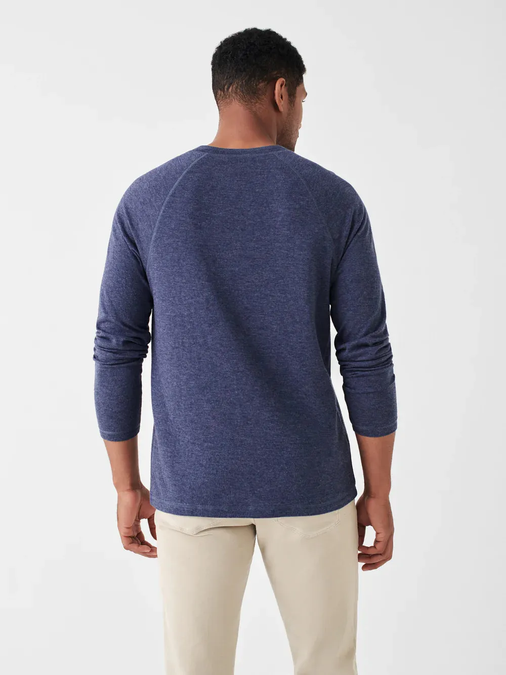 Faherty Cloud Long-Sleeve Henley, Navy Heather