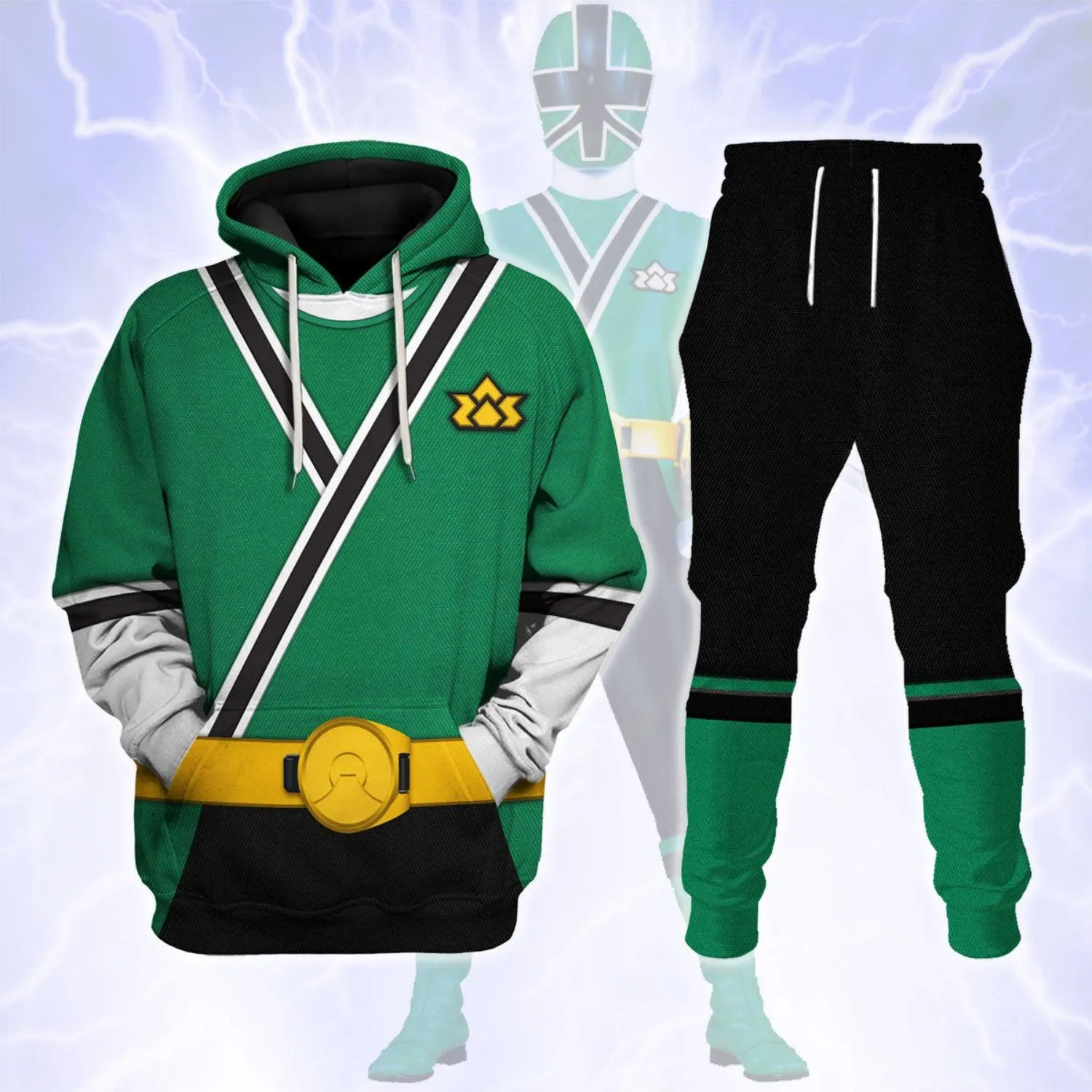 GearHomie Green Power Rangers Samurai Hoodies Sweatshirt T-shirt Hawaiian Tracksuit