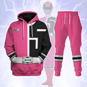 Gearhomie S.P.D Pink Ranger Hoodies Sweatshirt T-shirt Sweatpants Hawaiian Tracksuit