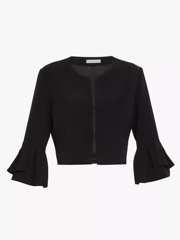 Gina Bacconi Gigi Moss Crepe Bolero Black Jacket SBZ5628