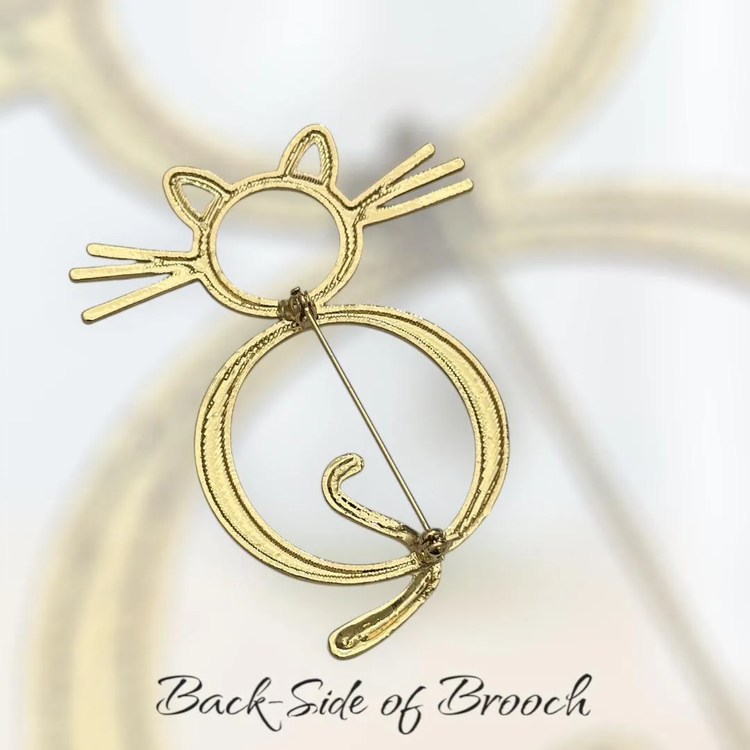 Golden Color Meow Shape Metal Brooch