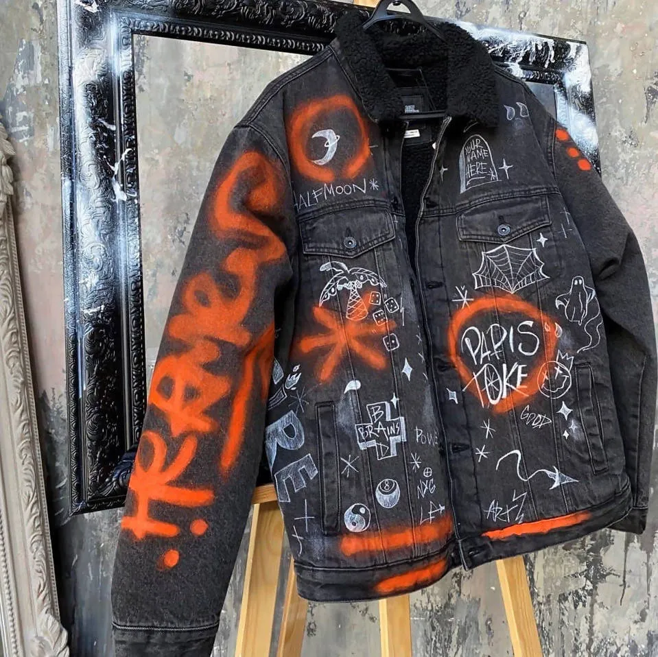 Graffiti Hand-Painted Denim Jacket