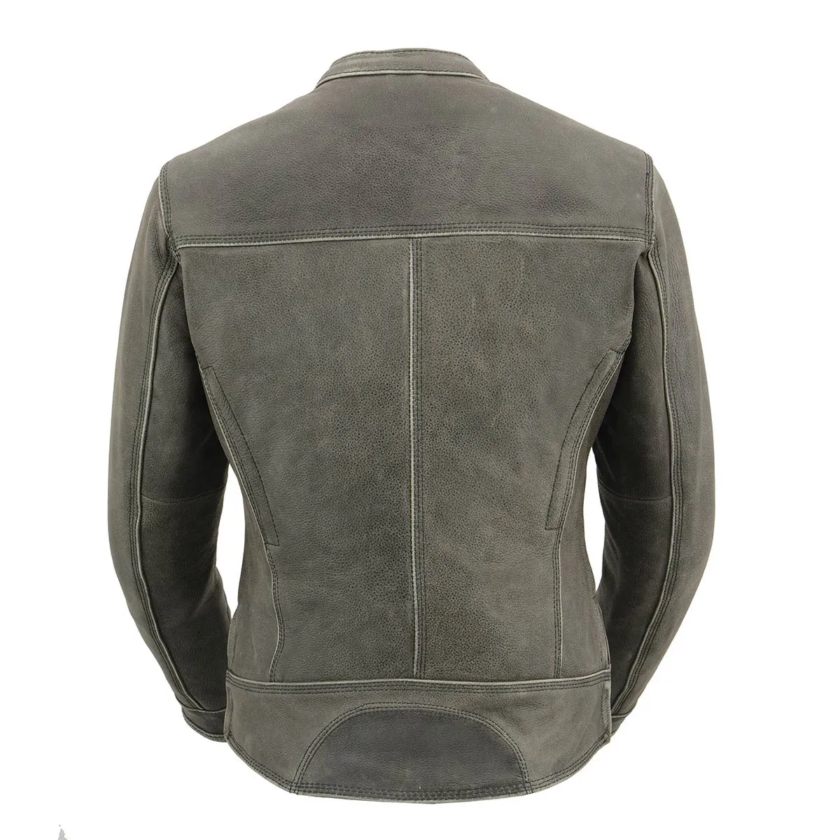 GRAY Leather MLL2550 Women's ‘Scooter ‘Distressed Grey Leather Motorcycle Riding Vented Jacket