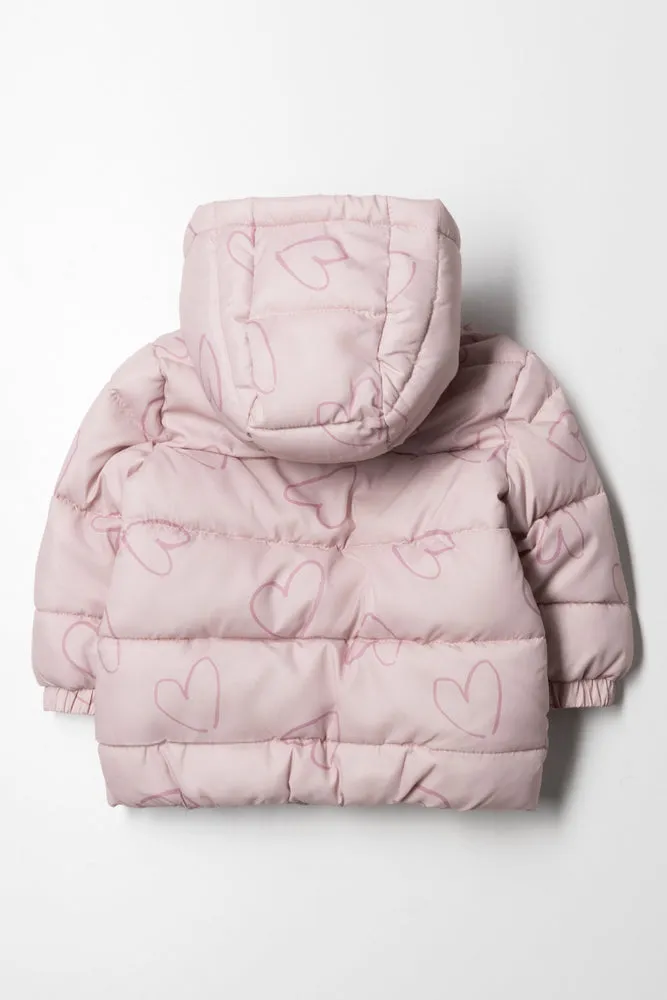 Hooded Puffer Jacket Pink