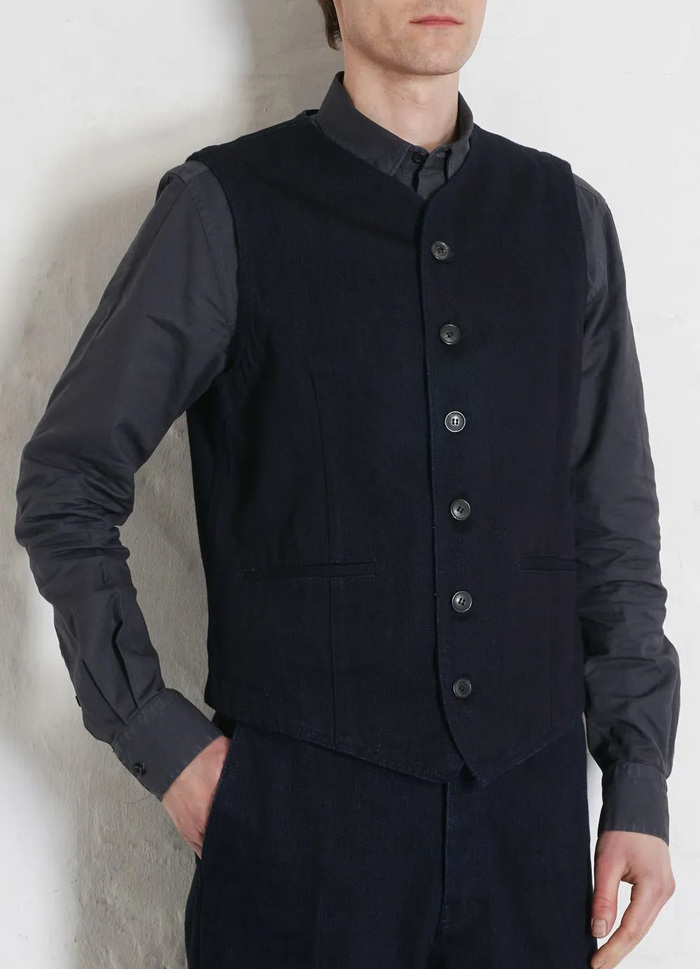 KAJ | Casual Waistcoat | Black Indigo