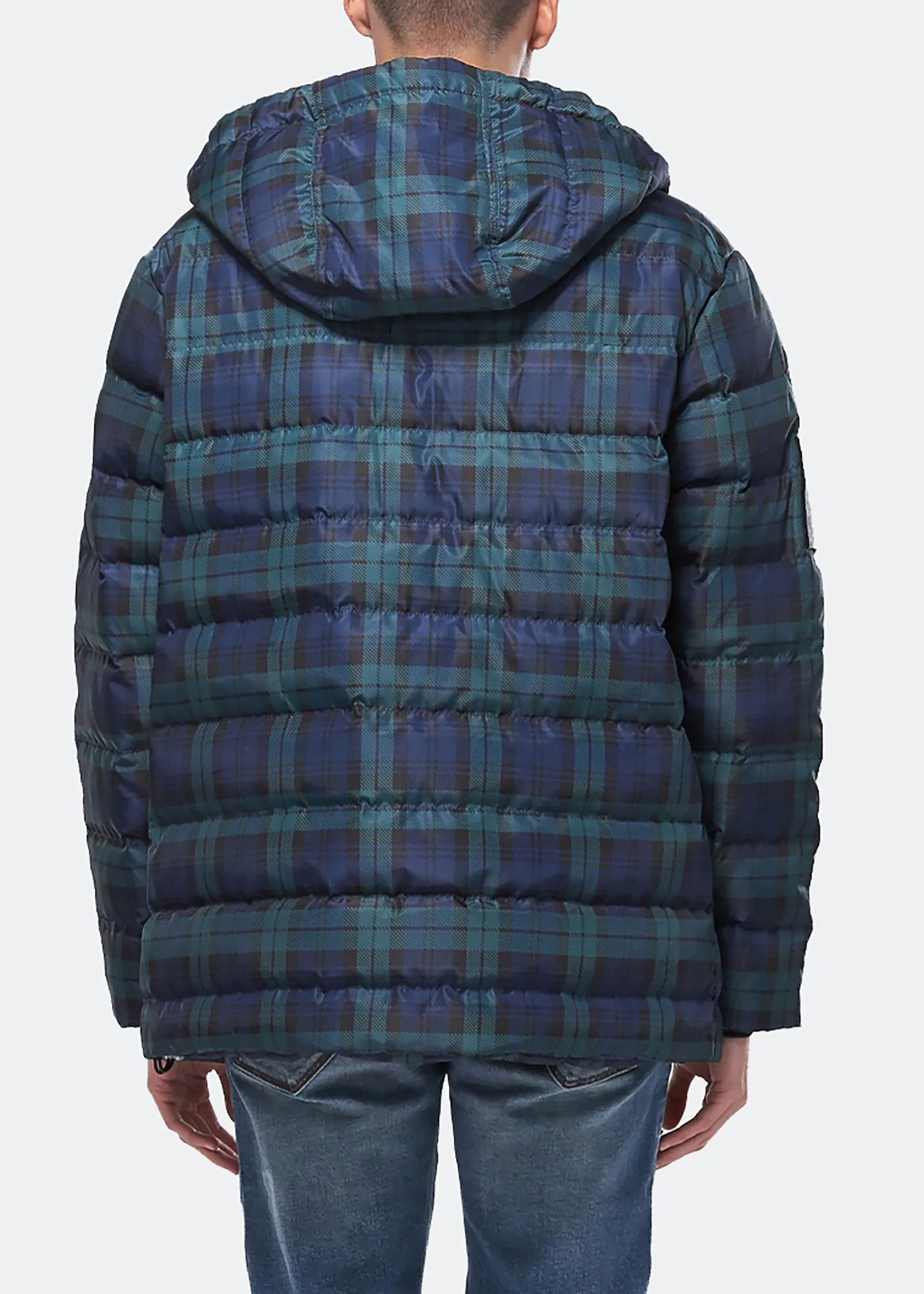 Konus Men's Plaid Duck Down Parka in Hunter