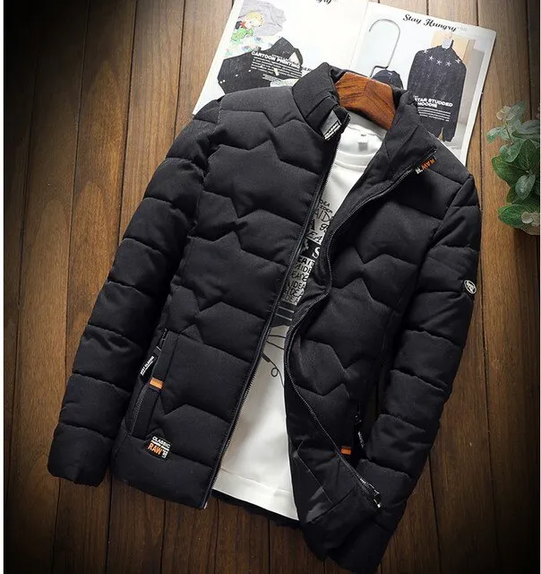 Men's Stylish Warm Quilted Winter Jacket with Stand-up Collar