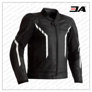 Motorcycle Black And White Leather Jacket