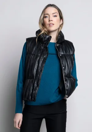 Pleated Polyurethane Puffer Vest