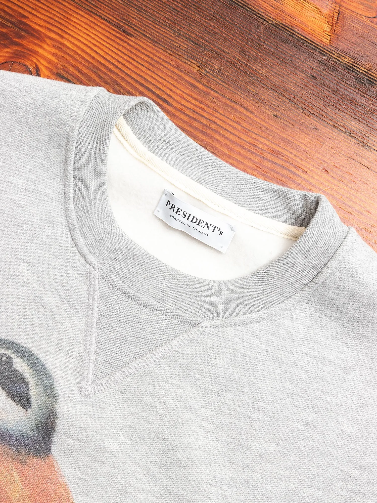 "Shrike" Embroidered Crewneck Sweater in Grey