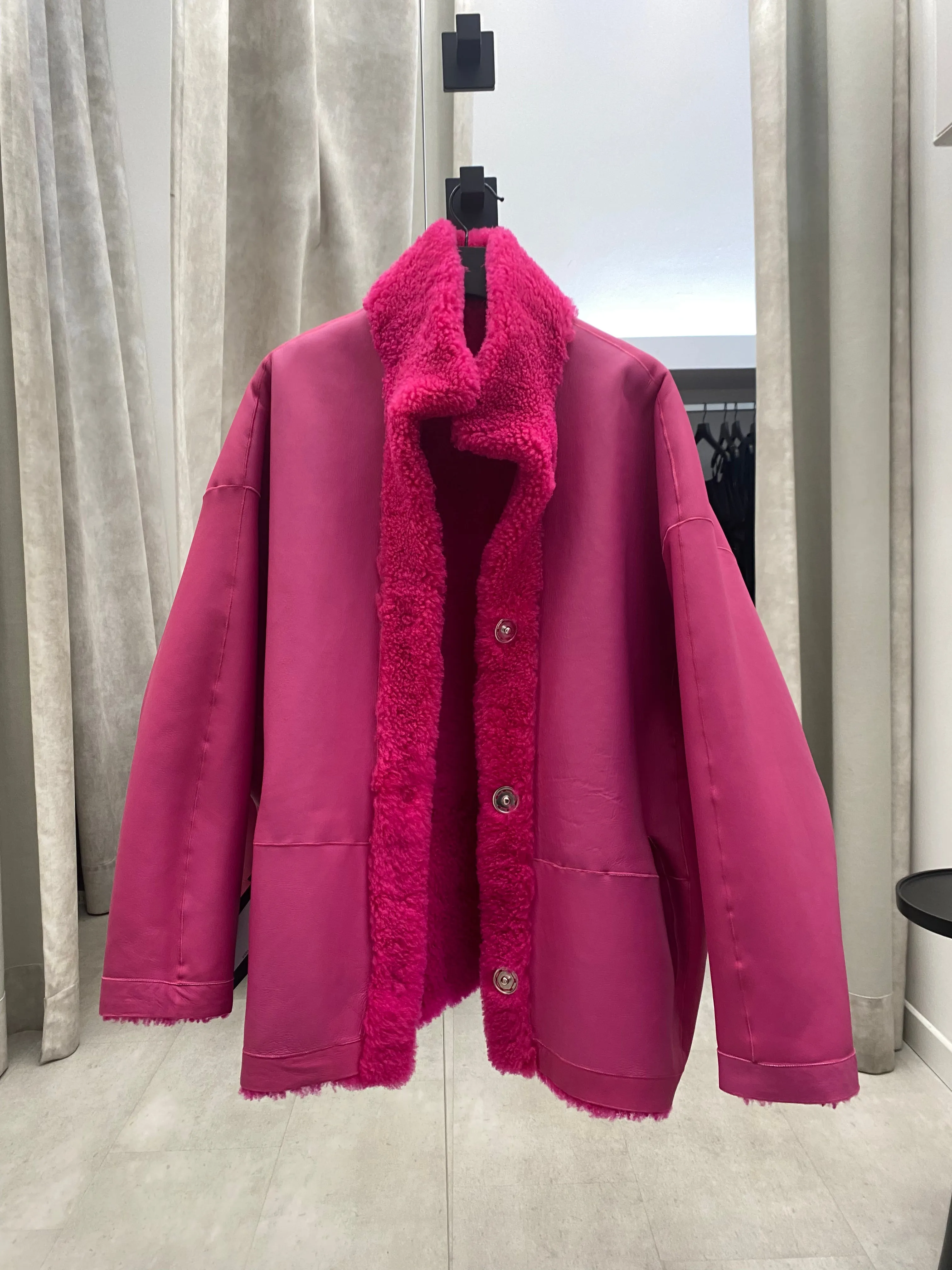 Reversible Lambfur Jacket Pink