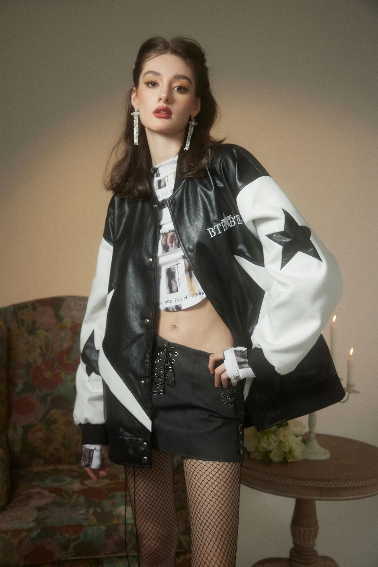 Star Pattern Bomber Jacket