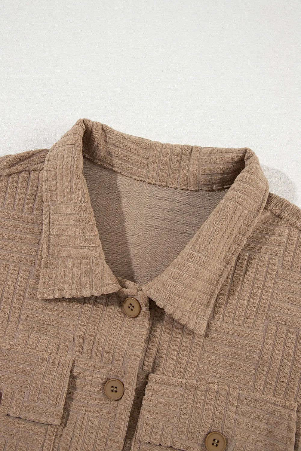 Textured Chest Pocket Button-up Shacket