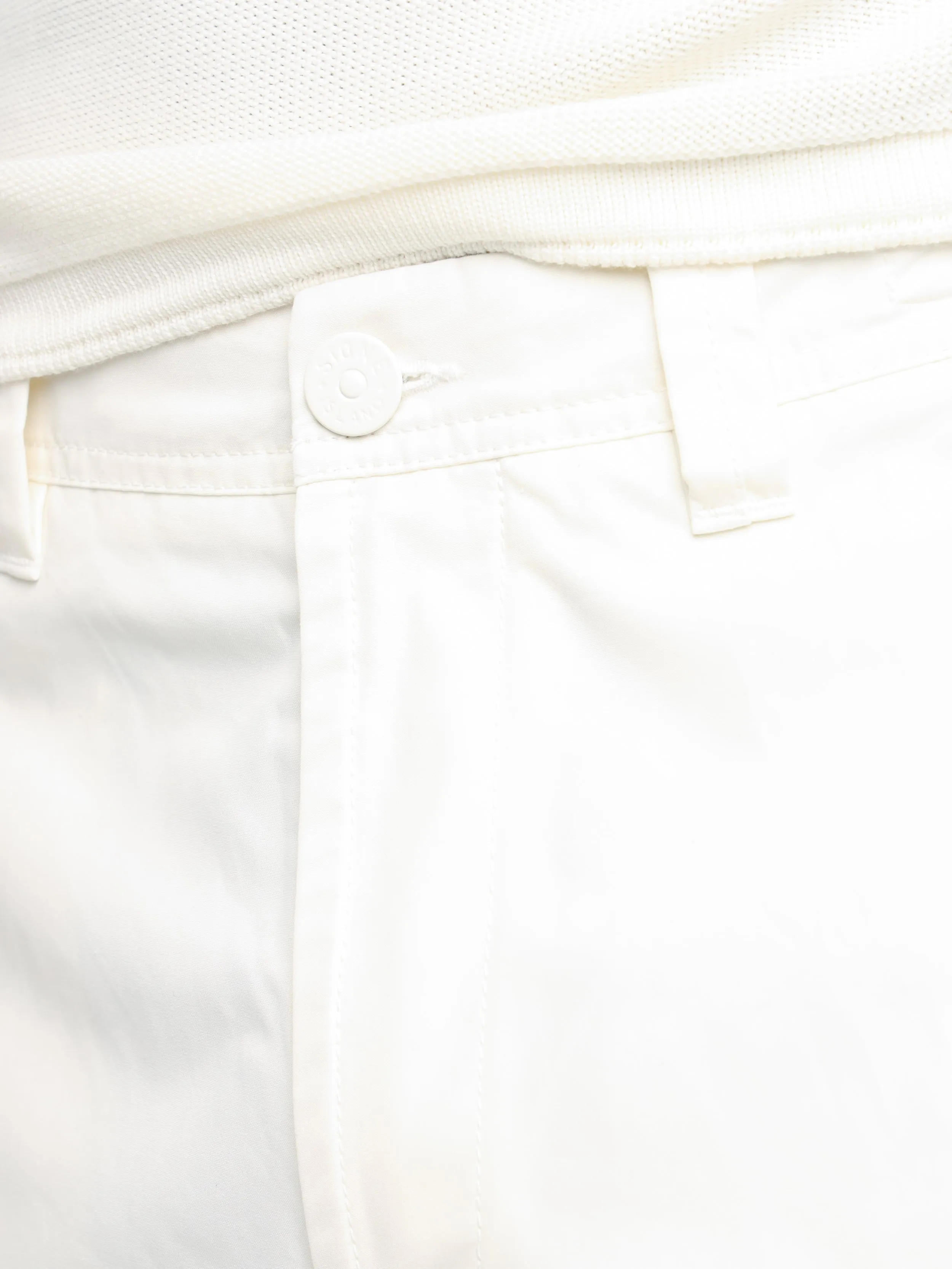 White Weatherproof Cotton Canvas Cargo Pants