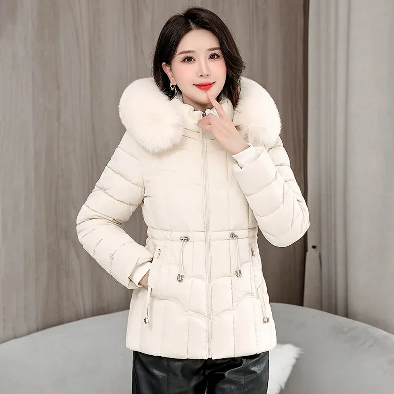 Winter 2024 New Down Jacket Women Parkas Fashion High-Quality Warm Cotton Padded Coat Ladies Short Overcoat Hooded Overwear Tops