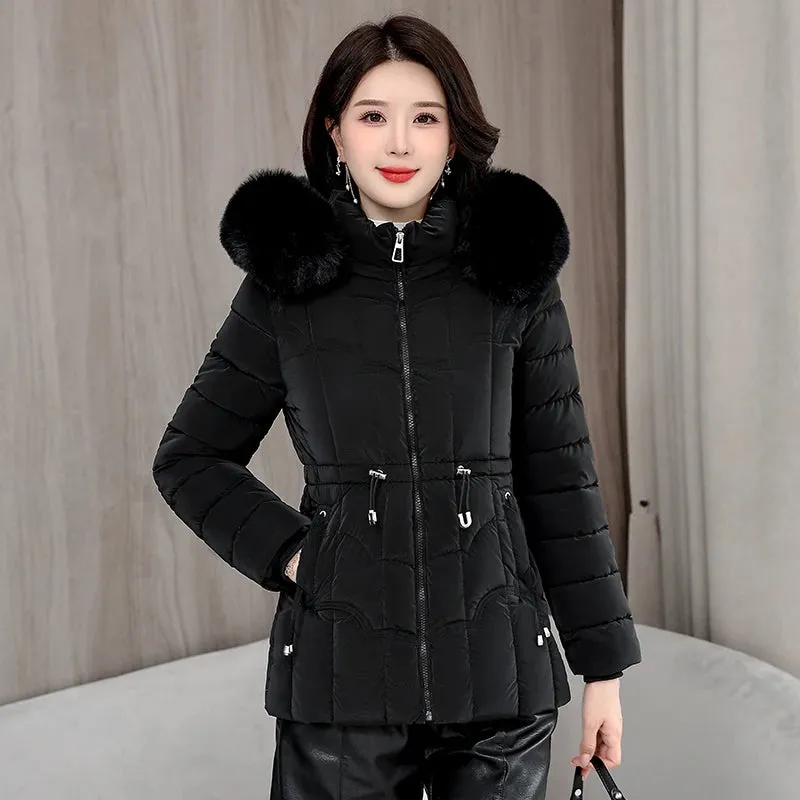 Winter 2024 New Down Jacket Women Parkas Fashion High-Quality Warm Cotton Padded Coat Ladies Short Overcoat Hooded Overwear Tops