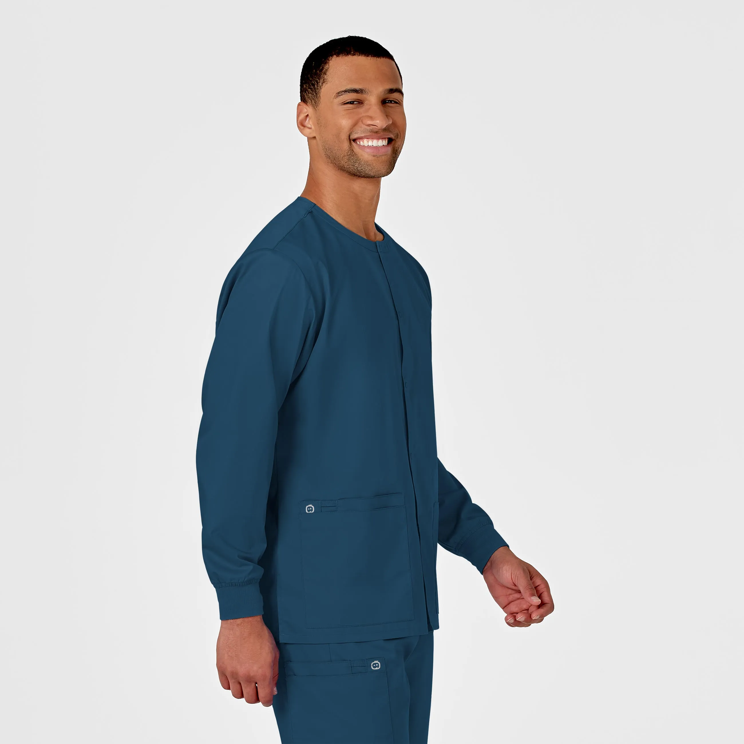 WonderWORK Unisex Snap Front Scrub Jacket - Caribbean