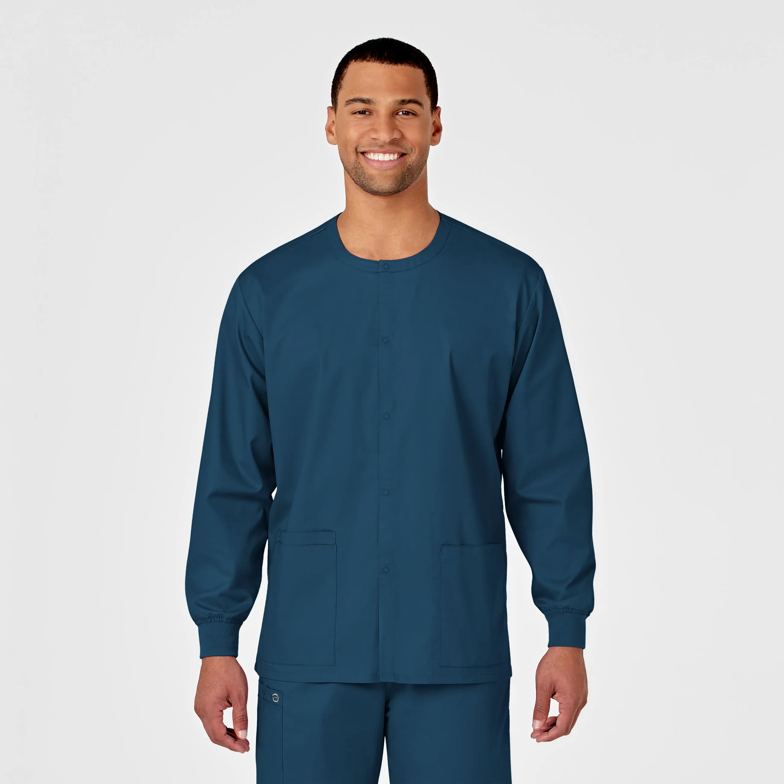 WonderWORK Unisex Snap Front Scrub Jacket - Caribbean