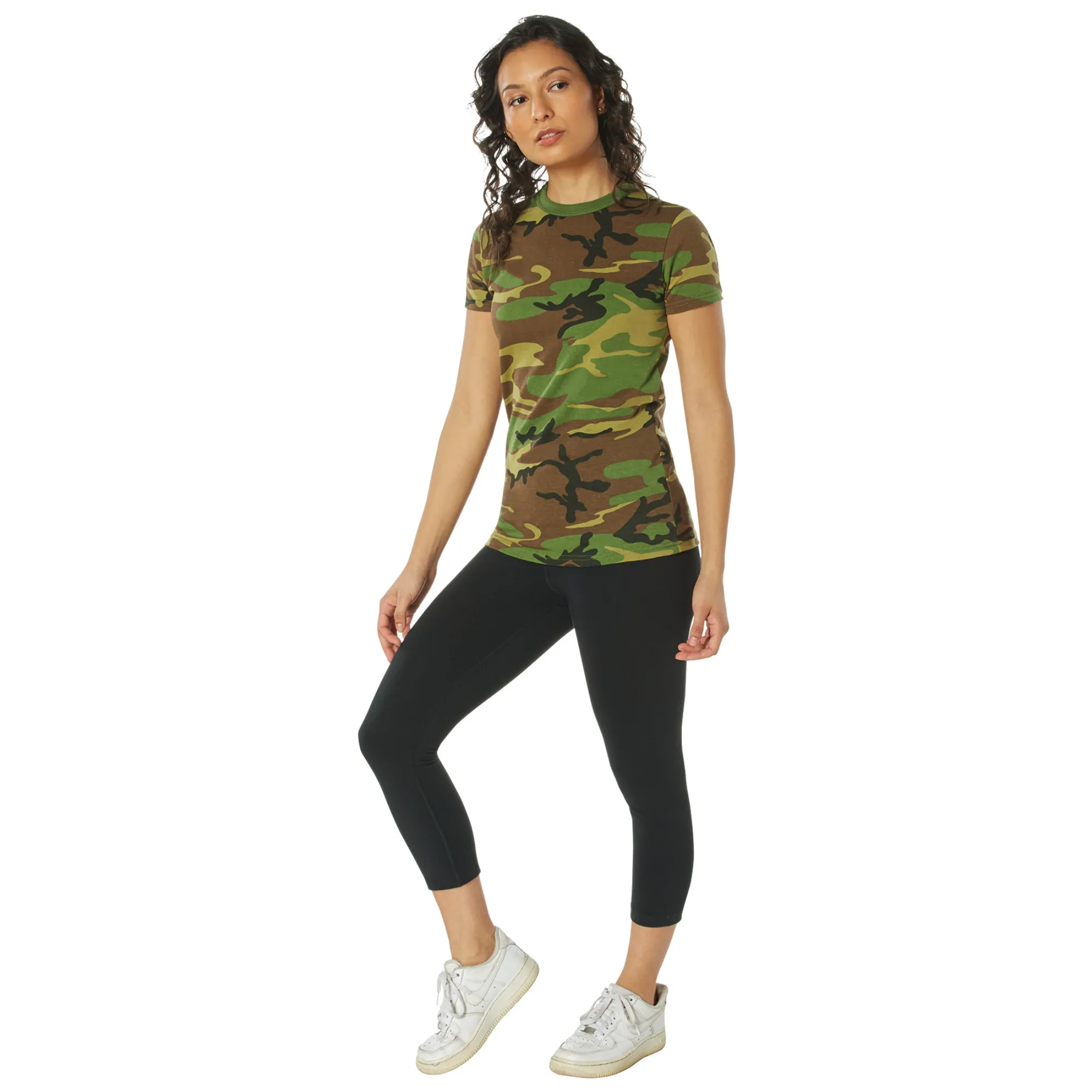 Woodland Camouflage - Womens Military Long T-Shirt