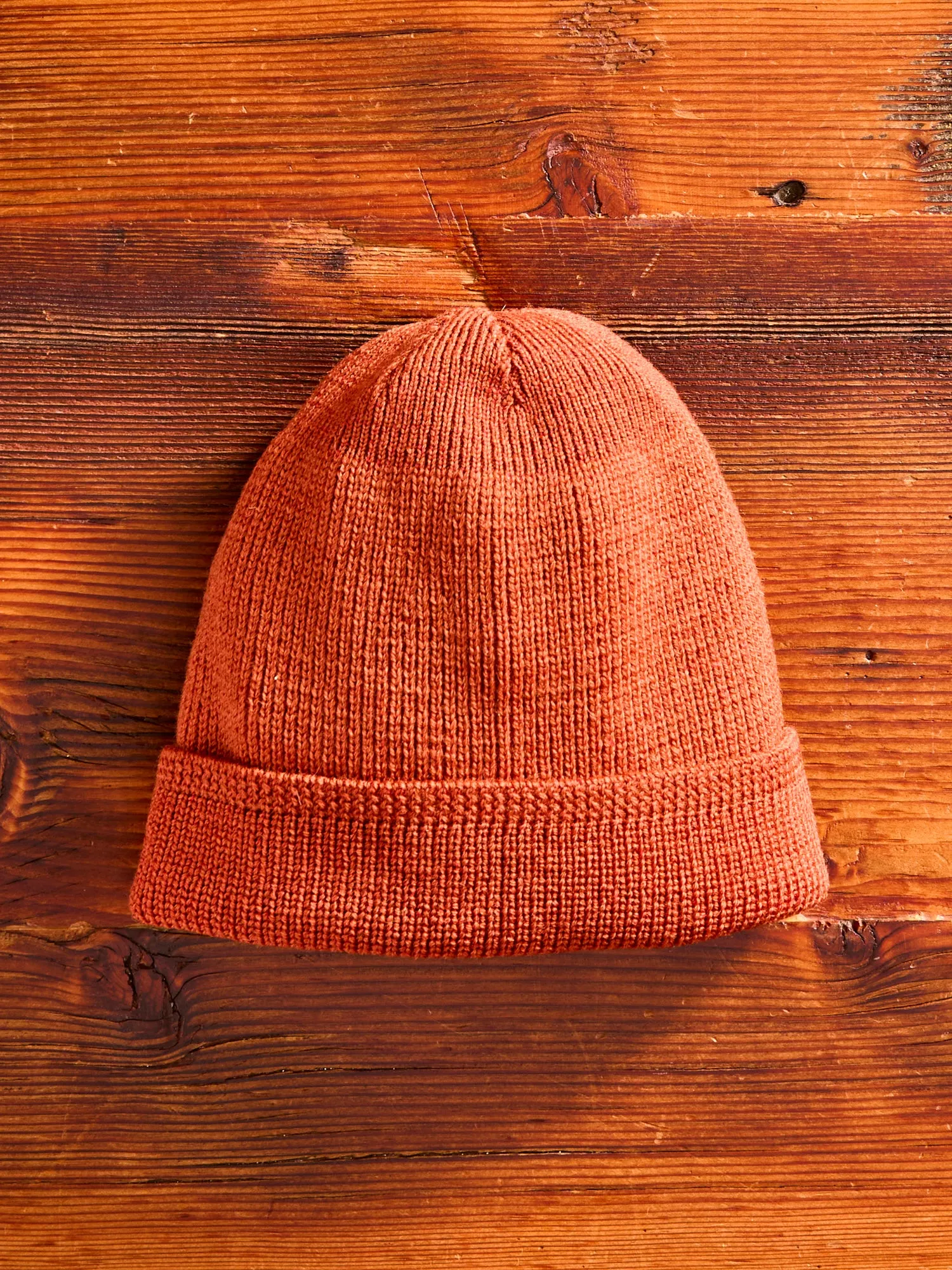 Wool Knit Watch Cap in Burnt Orange