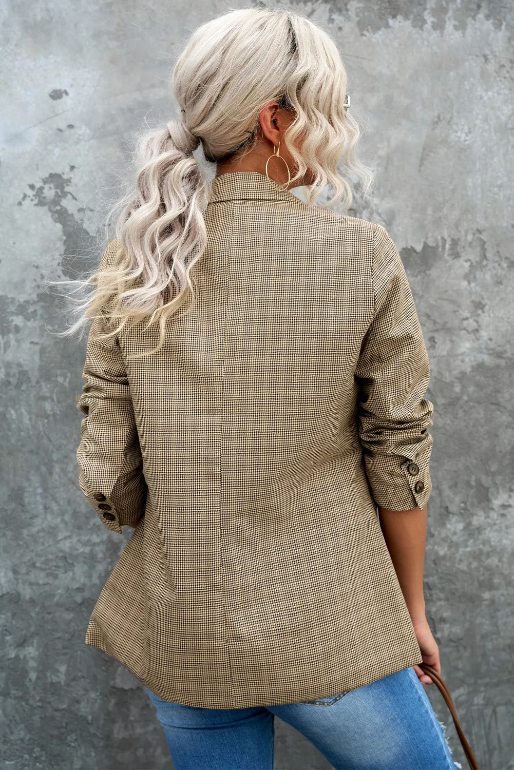 Your Own Way Plaid Button Cuff Blazer