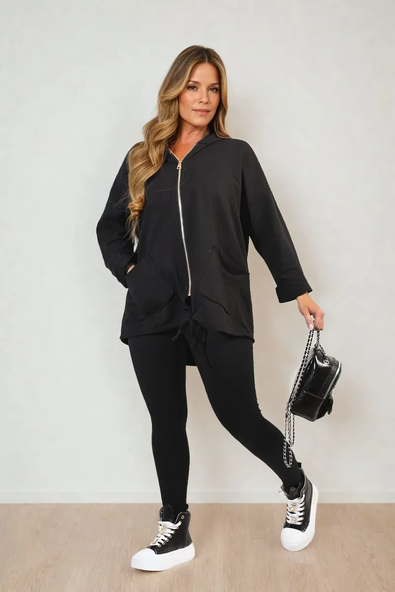 Zip-Up Hooded Jacket with Pockets